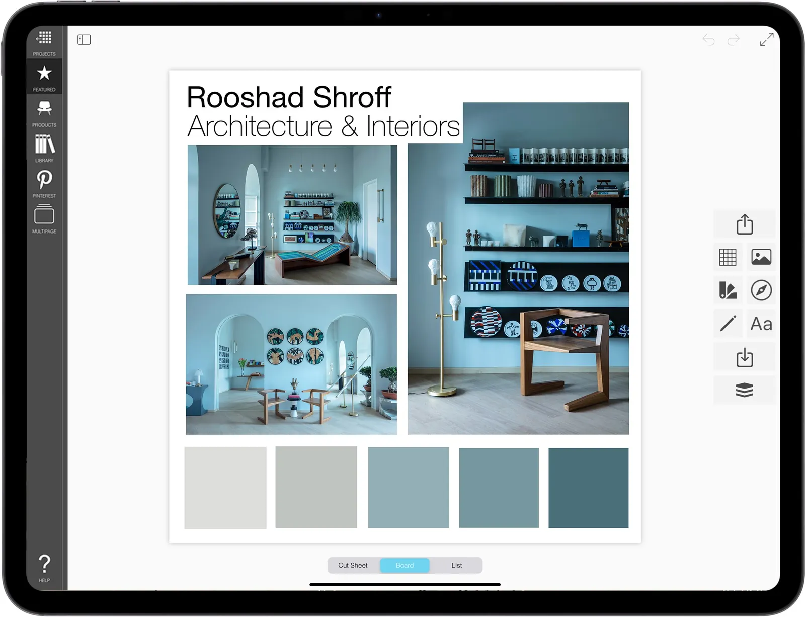 best Pro interior designer app for iPad_E3_best Pro interior designer app for iPad_moodboard maker_moodboards_mood board maker_04_Color Study mood board_Rooshad Shroff